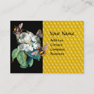 HONEY BIS, BUTTERFLY UND WHITE ROSE MONOGRAM VISITENKARTE