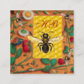 HONEY BIS SPRING BLUMEN, STRAWBERRIES BEEKEPER QUADRATISCHE VISITENKARTE (Rückseite)