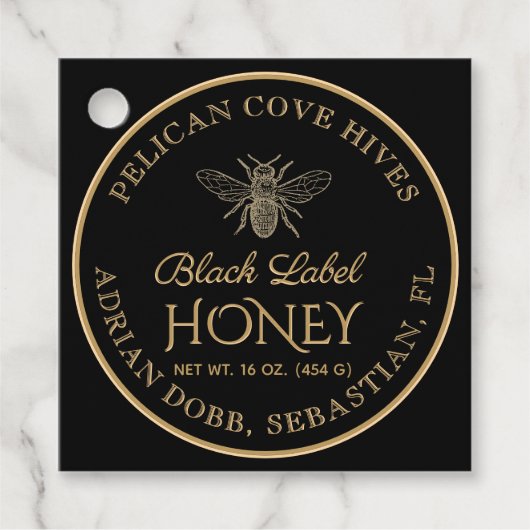 Honey Black Gold Vintag Bee Label (Vorderseite)