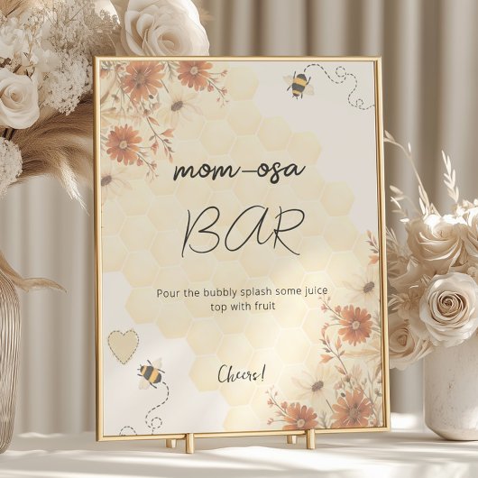Honey Boho Wildblume Baby Shower Mama-osa Bar Poster