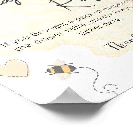 Honey Boho Wildblume Babydusche Windelwanne Raffle Poster (Ecke)