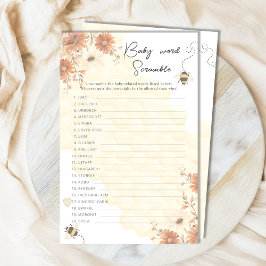 Honey Boho Wildblume Shower Baby Word Scramble