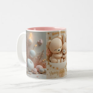Honey Bonny Baby-Tasse – Babybär & Häschen Zweifarbige Tasse