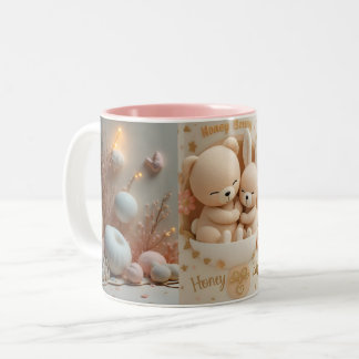 Honey Bonny Baby-Tasse – Babybär & Häschen Zweifarbige Tasse