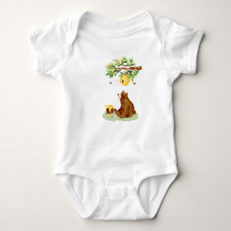 Honey Brown Bear und Beehive Baby Strampler