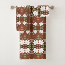 Honey Brown Floral Handtuch Set