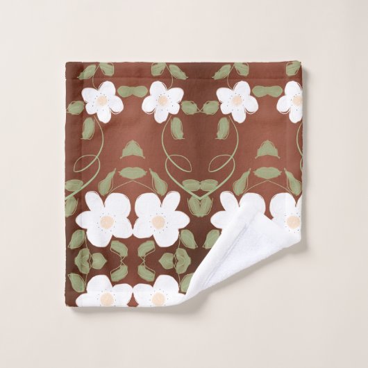Honey Brown Floral Handtuch Set (Waschlappen)