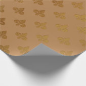 Honey Brown Sepia Gold Metallic Fleur-de-lis Geschenkpapier (Ecke)
