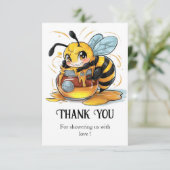 Honey Bumble Bee Baby Dusche Dankeskarte (Stehend Vorderseite)