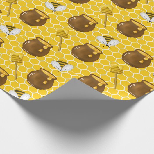Honey Bumble Bee Gnome Pattern Geschenkpapier (Ecke)