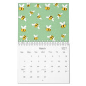 Honey Bumble Bee Green Pattern 2026 Kalender (Mär 2027)