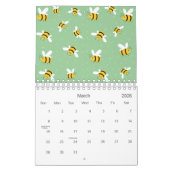Honey Bumble Bee Green Pattern 2026 Kalender (Mär 2026)