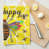 Honey Bumble Bee Happy 1/2 Klapphandtuch Geschirrtuch (Viertel Falte)