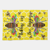 Honey Bumble Bee Happy 1/2 Klapphandtuch Geschirrtuch (Horizontal)