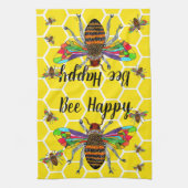Honey Bumble Bee Happy 1/2 Klapphandtuch Geschirrtuch (Vertikal)