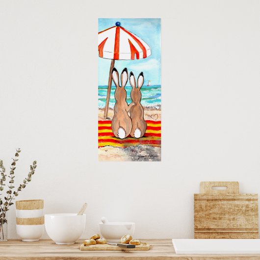 Honey Bunny Beach Rabbit Tropical Vacacation Poste Poster (Küche)