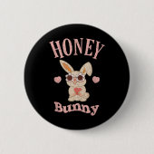 Honey Bunny Retro Osterfest Niedliche Rabbit Fraue Button (Vorderseite)