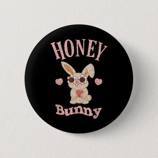Honey Bunny Retro Osterfest Niedliche Rabbit Fraue Button (Vorderseite)