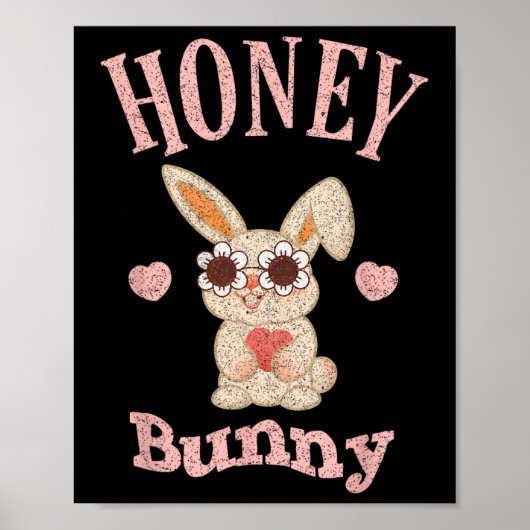 Honey Bunny Retro Osterfest Niedliche Rabbit Fraue Poster (Vorne)