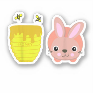 Honey Bunny Süß & Lustig Kaninchen Tierliebhaber Aufkleber