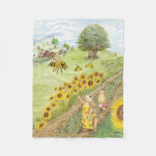 Honey Bunny trifft die Honigbienen Fleecedecke (Vorderseite)