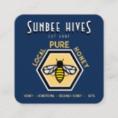 Honey Business Card Hexagon Honeybee auf Blue Quadratische Visitenkarte (Vorderseite)