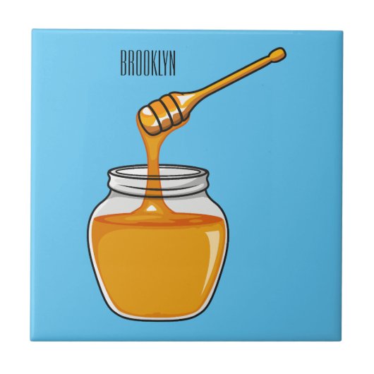 Honey Cartoon Illustration Fliese (Vorderseite)