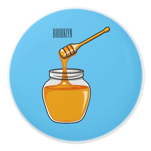 Honey Cartoon Illustration Keramikknauf (Vorderseite)