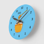 Honey Cartoon Illustration Runde Wanduhr (Winkel)