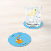 Honey Cartoon Illustration Runder Pappuntersetzer (Vor Ort)