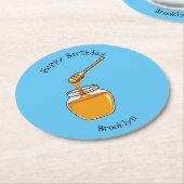 Honey Cartoon Illustration Runder Pappuntersetzer (Angewinkelt)