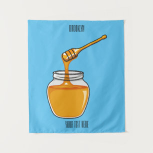 Honey Cartoon Illustration Wandteppich