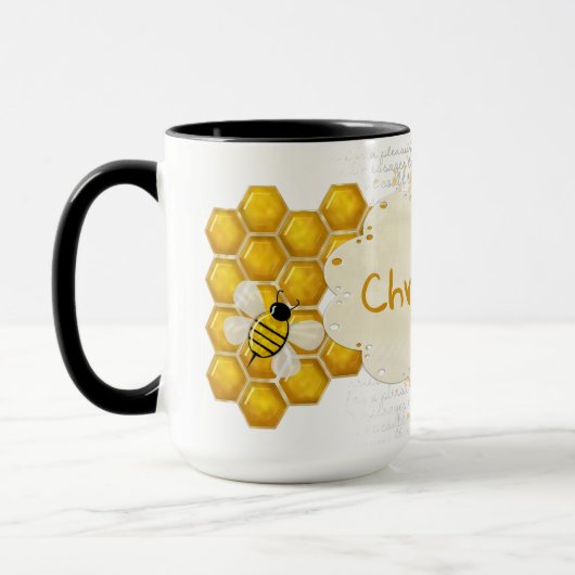 Honey Comb 3D Whimsey NAME Tasse (Links)