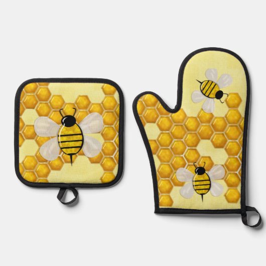 Honey Comb 3D Whimsey Ofenhandschuh & Topflappen-Set (Vorderseite)
