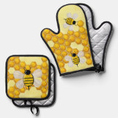 Honey Comb 3D Whimsey Ofenhandschuh & Topflappen-Set (Vorderseite/Rückseite)