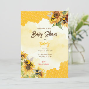 Honey Comb Bee Baby Shower Einladung
