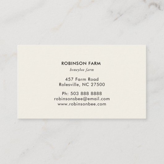 Honey comb & Bee Logo Visitenkarte (Rückseite)