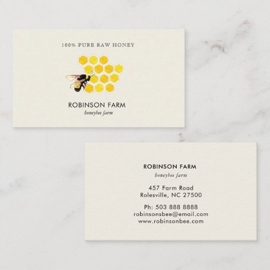 Honey comb & Bee Logo Visitenkarte (Vorne/Hinten)