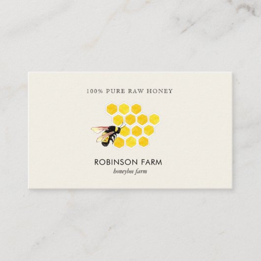 Honey comb & Bee Logo Visitenkarte (Vorderseite)
