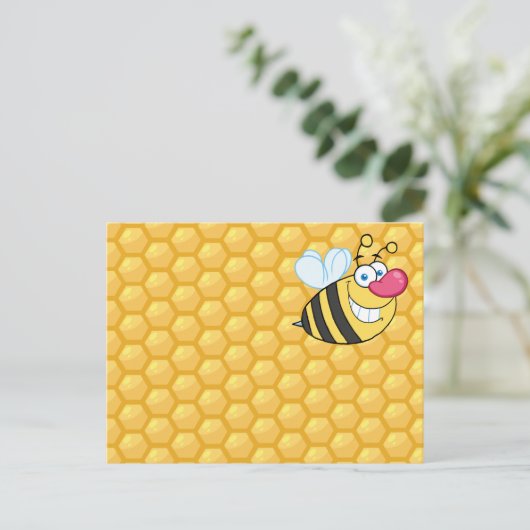 Honey Comb Bee Postkarte (Stehend Vorderseite)