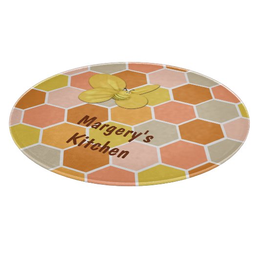 Honey Comb Bumble Bee Glass Cutting Board Schneidebrett (Ecke)