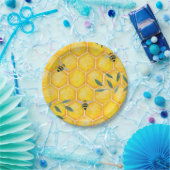 Honey Comb Bumble Bee Pappteller (Party)
