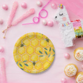 Honey Comb Bumble Bee Pappteller (Party)