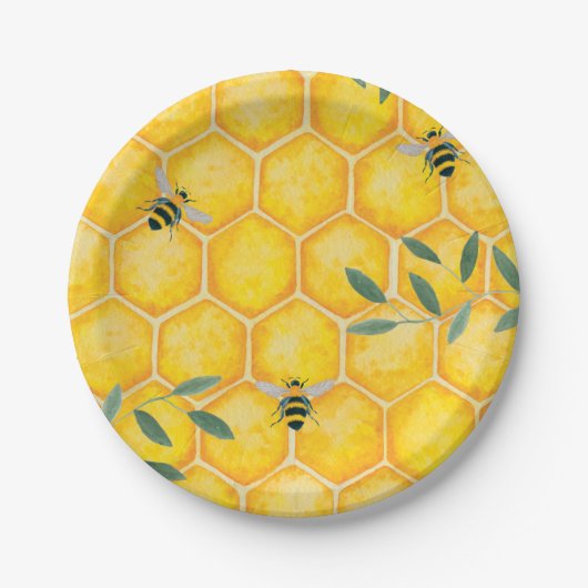 Honey Comb Bumble Bee Pappteller (Vorderseite)