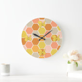 Honey Comb Bumble Bee Wall Clock Große Wanduhr (Zuhause)