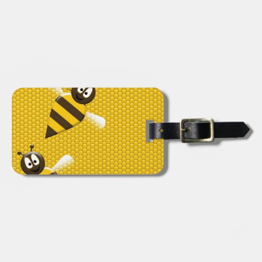 Honey Comb Yellow Gold Bees Art Gepäckanhänger (Vorderseite horizontal)