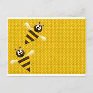 Honey Comb Yellow Gold Bees Art Postkarte