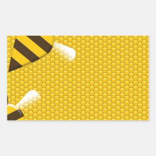 Honey Comb Yellow Gold Bees Art Rechteckiger Aufkleber