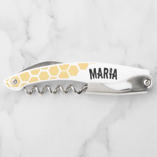 Honey Comb Yellow Individuelle Name Kellnermesser (Rückseite)
