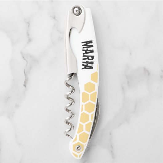 Honey Comb Yellow Individuelle Name Kellnermesser (Vorderseite)